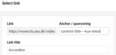 Et eksempel på hvordan Anchor/querystring bør se ud